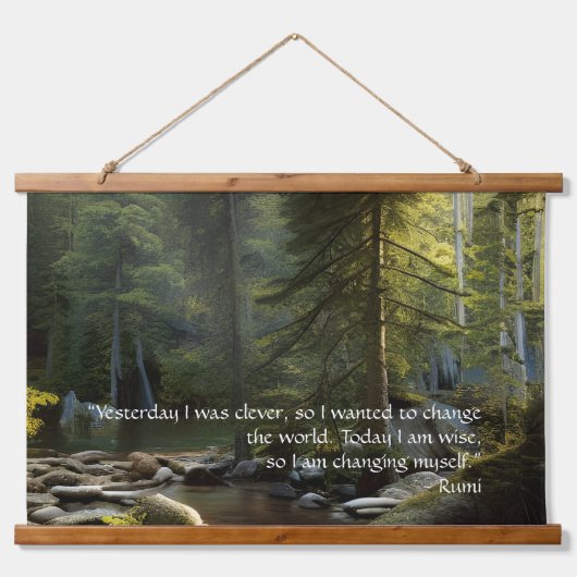 今日の私は賢い引用文自然風景 吊り下げ型タペストリー (正面)