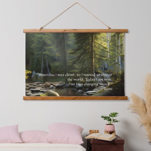 今日の私は賢い引用文自然風景 吊り下げ型タペストリー (寝室)