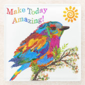 今日の素晴らしい鳥のコースターカラフルを作る ガラスコースター (正面)