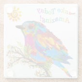 今日の素晴らしい鳥のコースターカラフルを作る ガラスコースター (裏面)