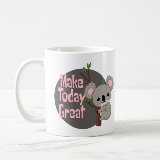 今日の素晴らしかわいいおもしろいコアぶら下がったラの灰色 コーヒーマグカップ (左)