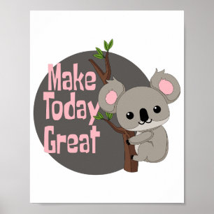 今日の素晴らしかわいいおもしろいコアぶら下がったラの灰色 ポスター