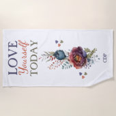 今日の自分を愛する追加イニシャル ビーチタオル (正面)