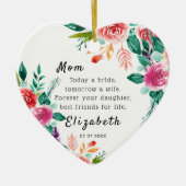 今日の花嫁の母の花嫁キープサケハート セラミックオーナメント (正面)