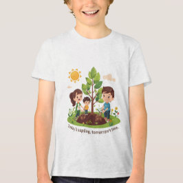今日の苗木は明日の大木 家族で地球の日 トライブレンドTシャツ