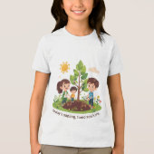 今日の苗木は明日の大木 家族で地球の日 トライブレンドＴシャツ (正面)