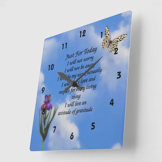 今日の蝶の花のため感動的に スクエア壁時計 (傾斜)