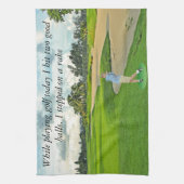 今日の遊ゴルフ中は良いボールを二つ打った。 キッチンタオル (縦)