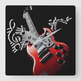 今日の音楽ヒット スクエア壁時計