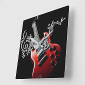 今日の音楽ヒット スクエア壁時計 (傾斜)