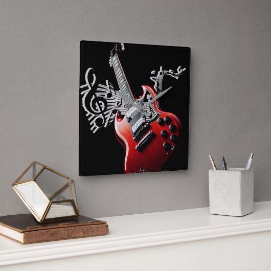 今日の音楽ヒット スクエア壁時計 (オフィス)