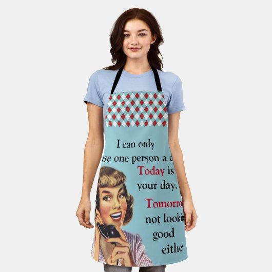今日はあなたの日のヴィンテージおもしろい電話ではない エプロン (着用した状態)