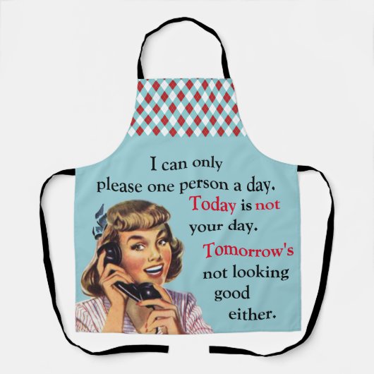 今日はあなたの日のヴィンテージおもしろい電話ではない エプロン (正面)