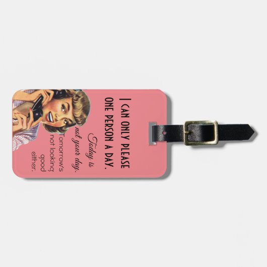 今日はあなたの日のヴィンテージおもしろい電話ではない ラゲッジタグ (正面横)