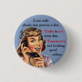 今日はあなたの日のヴィンテージおもしろい電話ではない 缶バッジ (正面)