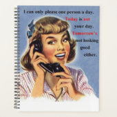 今日はあなたの日の女の子ではない電話のレトロヴィンテージ プランナー手帳 (正面)