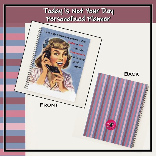 今日はあなたの日の女の子ではない電話のレトロヴィンテージ プランナー手帳
