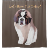 今日はおもしろいにしよう、セント・ベルナルド・パピースタイル シャワーカーテン (正面)