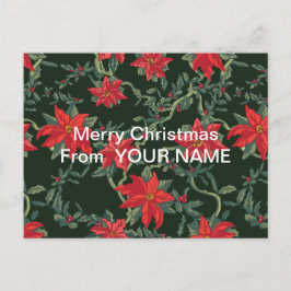 今日はがき赤ポインセティアス黒い背景 インビテーションポストカード
