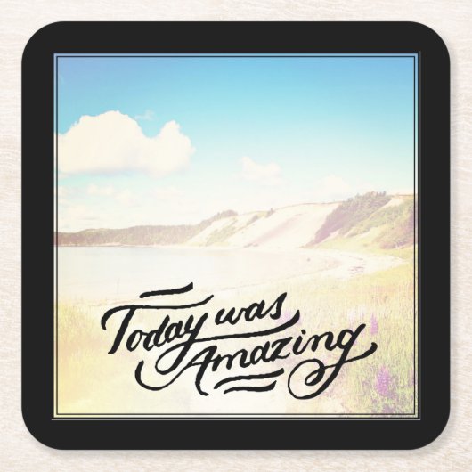 今日はすばらしかったです スクエアペーパーコースター (正面)