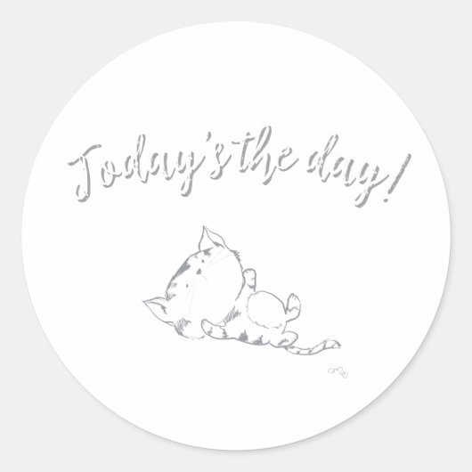 今日はその日!遊び心あふれる子猫 ラウンドシール (正面)