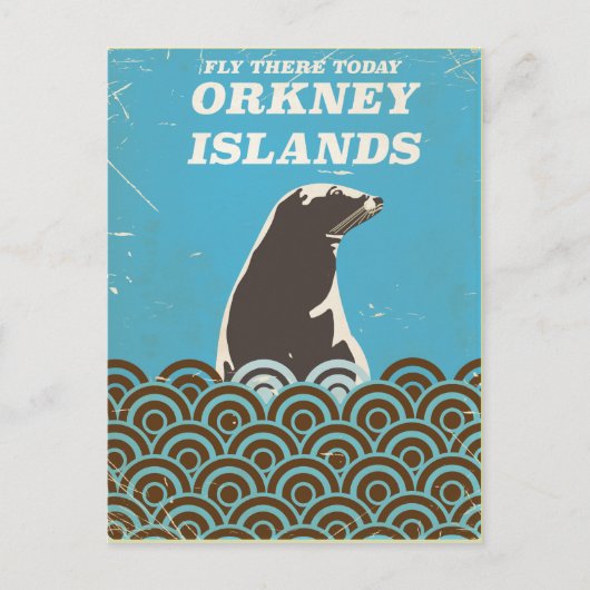 今日はオルクニー諸島のヴィンテージポスターを飛ぶ ポストカード (正面)