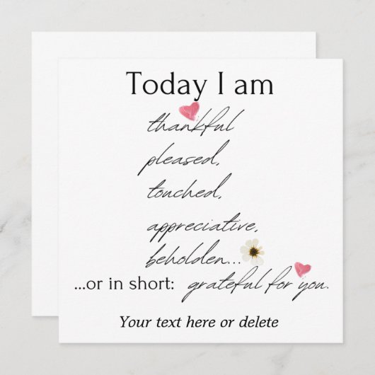 今日はカスタマイズ可能で感謝し感動的ている (正面/裏面)