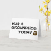 今日はグラウンドホッグを抱き締める カード (黄色い花)