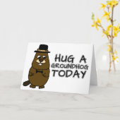 今日はグラウンドホッグを抱き締める カード (黄色い花)