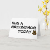 今日はグラウンドホッグを抱き締める カード (黄色い花)