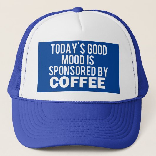 今日はコーヒー、おもしろいで青い帽子によって後援されます キャップ (正面)