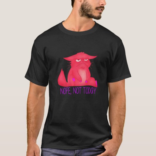 今日はダメな気がするピンクの猫 Tシャツ (正面)