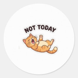 今日はダメ！かわいいおこりんぼネコのステッカー ラウンドシール
