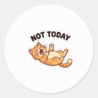 今日はダメ!かわいいおこりんぼネコのステッカー ラウンドシール