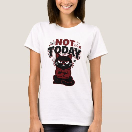 今日はダメ グランピー 黒猫 女性Tシャツ Tシャツ (正面)