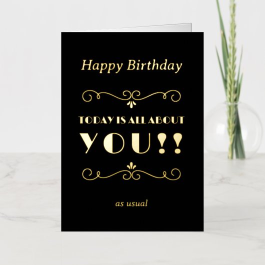 今日はヴィンテージのタイポグラフィおもしろいーについて 箔グリーティングカード (正面)