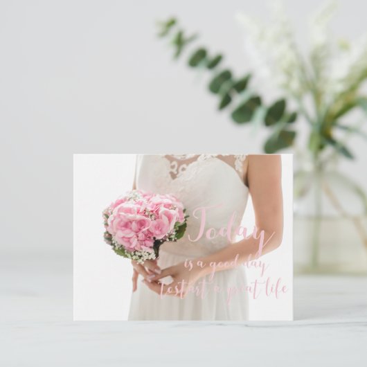 今日は人生を始める素晴らしよい日だ結婚 ポストカード (スタンド正面)