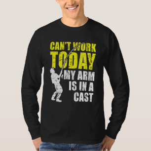 今日は仕事が出来ない腕がキャスト魚釣り Tシャツ