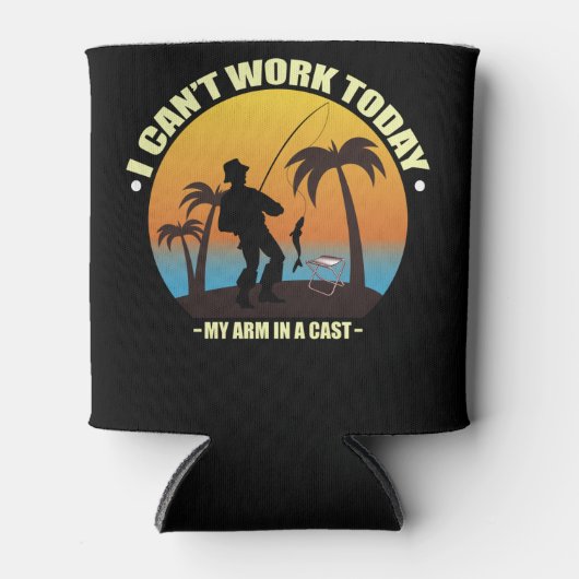 今日は仕事にならない、腕がギプスだよ - 漁師 缶クーラー (正面)