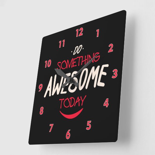 今日は何か素晴らしする スクエア壁時計 (傾斜)