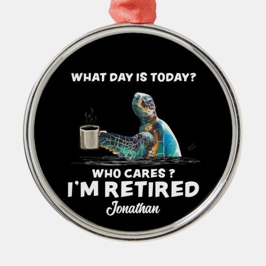 今日は何の日かカメの海気に メタルオーナメント (正面)