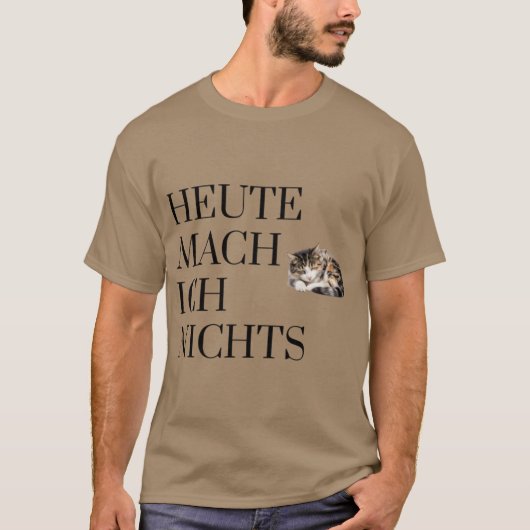 今日は何もしないよ 面白い猫のイラスト Tシャツ (正面)