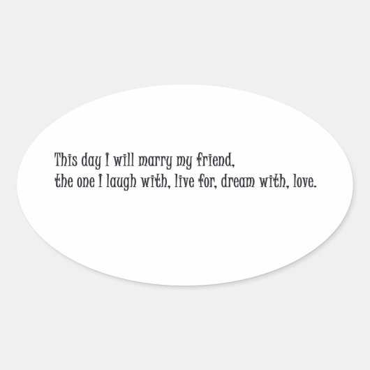 今日は友達と結婚する日 楕円形シール (正面)