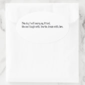 今日は友達と結婚する日 楕円形シール (バッグ)