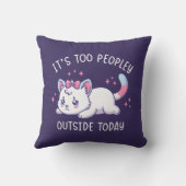 今日は外が人でいっぱいすぎる - かわいい悲しい猫 クッション (裏面)