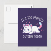 今日は外が人混みすぎ - かわいい悲しい猫 ポストカード (正面/裏面)