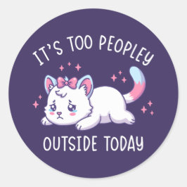 今日は外が人混みすぎ - かわいい悲しい猫 ラウンドシール