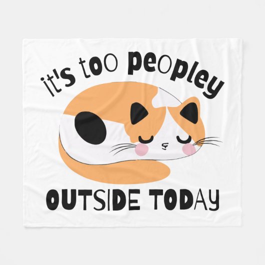 今日は外は人が多すぎる フリースブランケット (正面(横))