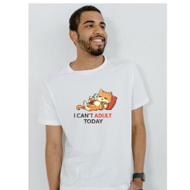 今日は大人になるのが無理～かわいい怠け猫の面白いグラフィック Tシャツ