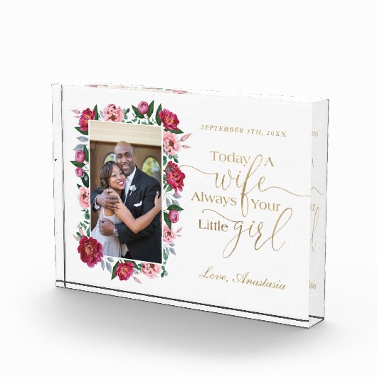 今日は妻、常に小さな女の子フローラ フォトブロック (右)